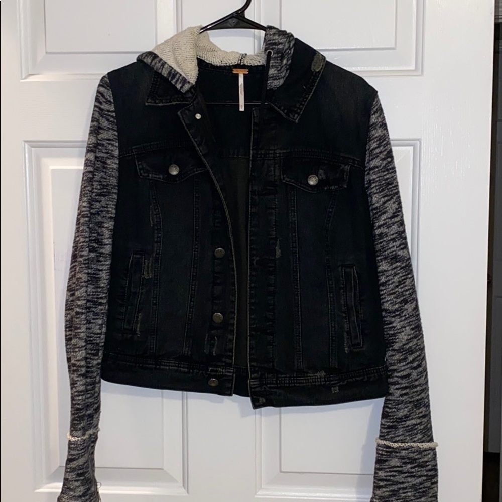Free People Denim Jacket with Hood Size M